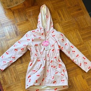 Pink Hooded Jacket with Cherry Print
